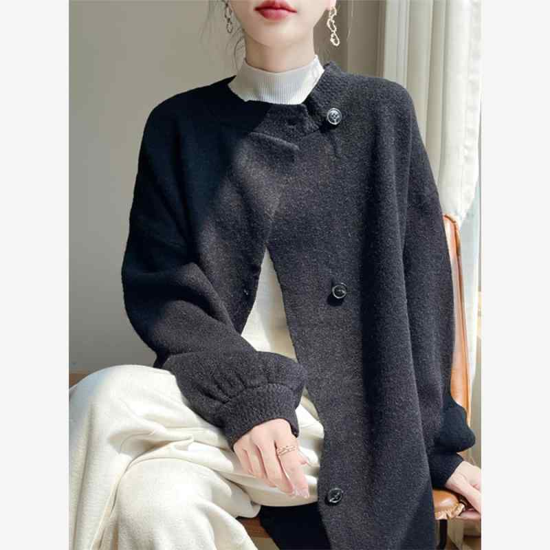 秋服 レディース 流行り物 オシャレ カワイイ  分かりやすい 成年者カワイイ 気が大きい大きさ  レトロ 分かりやすい 雅びやか ロング 編み物 上衣 トップス ラウンドのど首 心地よい アウター 真っただ中丈 スウェーター