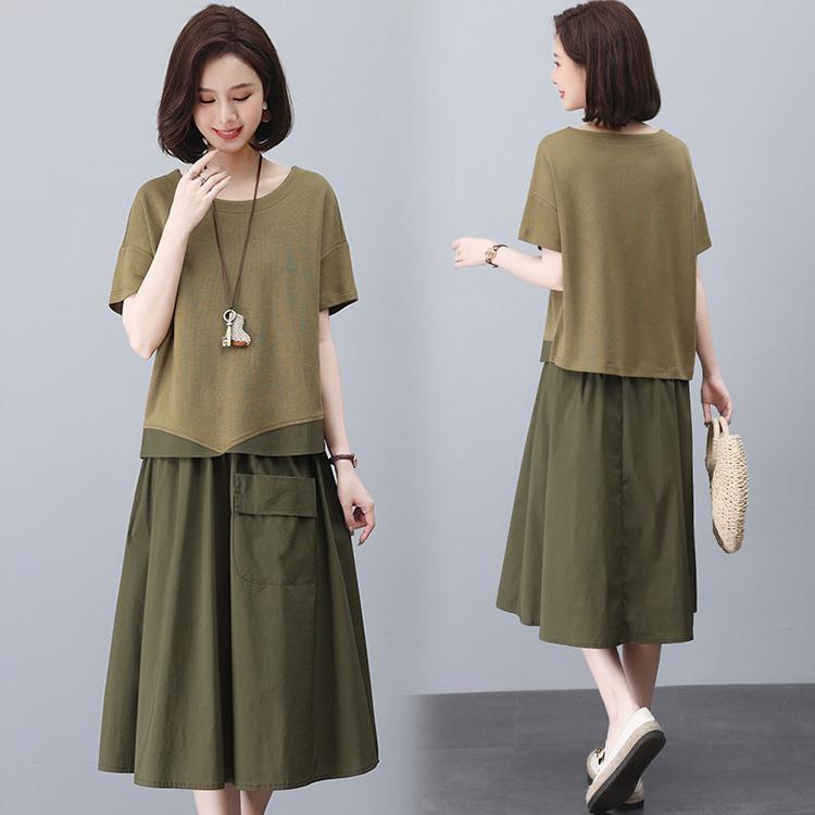 秋服 レディース ファッション オシャレ カワイイ シンプル 大人カワイイ 大きいサイズ T シャツ ドレス ツーピース 秋 ゆったり スリム スカート スーツ