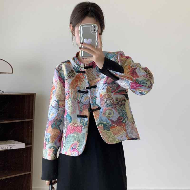 秋服 レディース ファッション オシャレ カワイイ シンプル 大人カワイイ 大きいサイズ コート ボタン ハイエンド 唐 スーツ トップス
