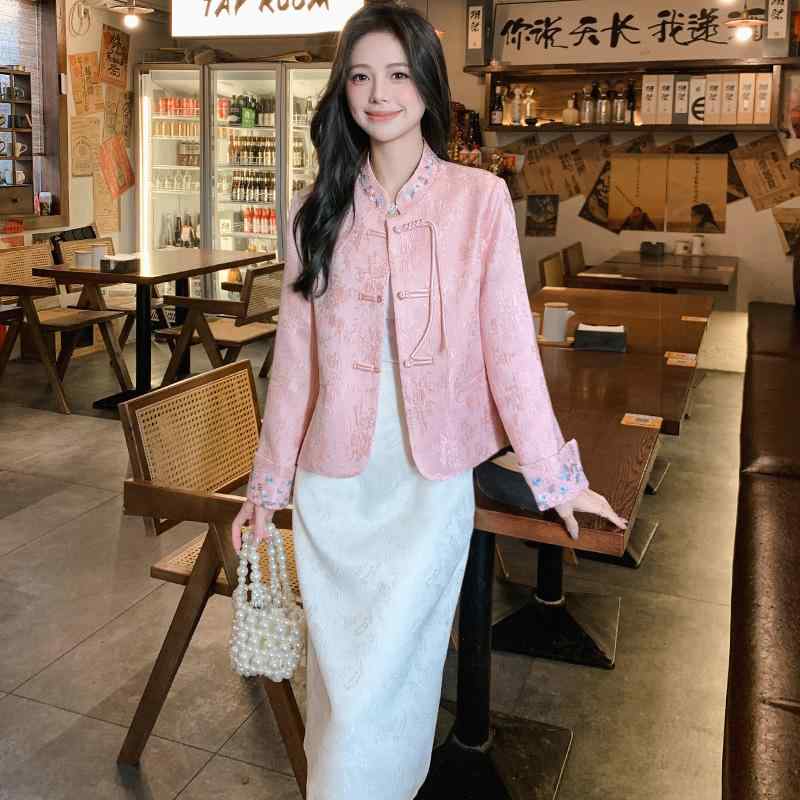 秋服 レディース 流行り物 オシャレ カワイイ  分かりやすい 成年者カワイイ 気が大きい大きさ  点火装置 トップス 一皿 名取り草 上衣 ハイエンド 唐装 薄っぺら