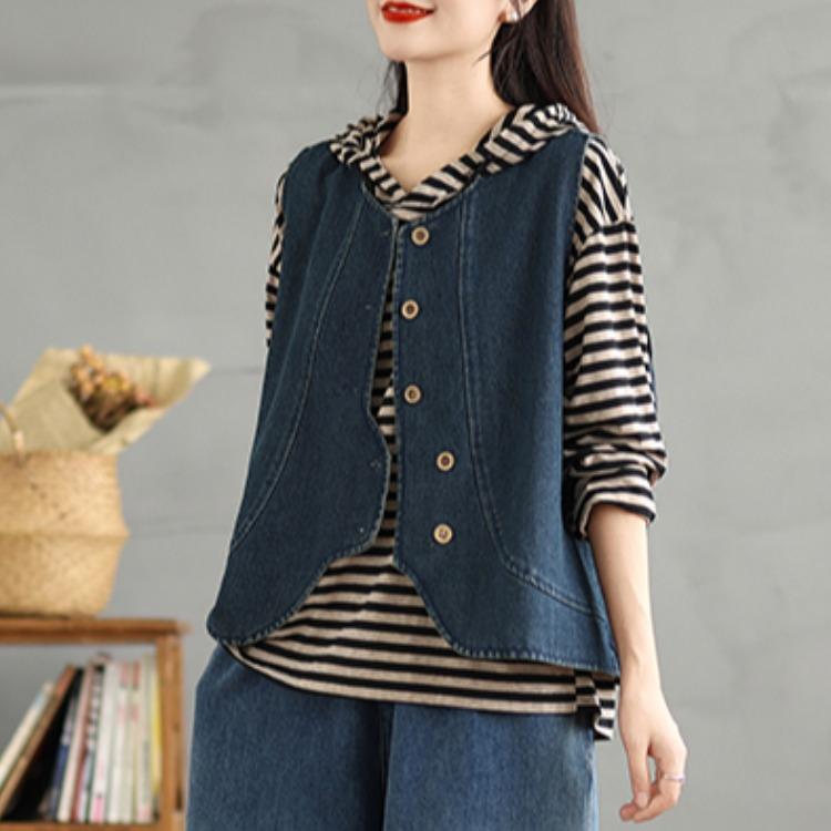 秋服 レディース ファッション オシャレ カワイイ シンプル 大人カワイイ 大きいサイズ レトロ ワークウェア カジュアル デニムベスト 秋 スタック チョッキ ノースリーブ ベスト トップス