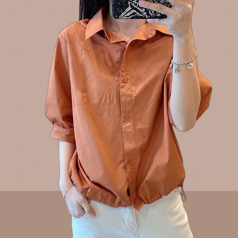 秋服 レディース ファッション オシャレ カワイイ シンプル 大人カワイイ 大きいサイズ 半袖 シャツ 秋 お スリム シフォン シャツ