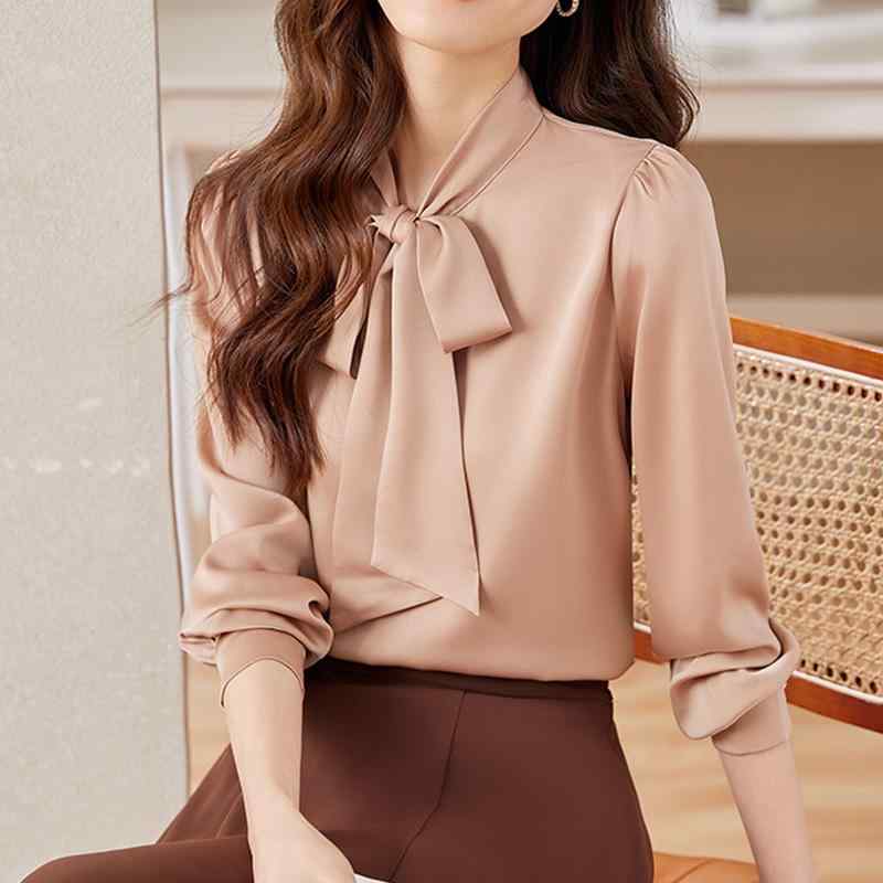 秋服 レディース ファッション オシャレ カワイイ シンプル 大人カワイイ 大きいサイズ アセテート サテン シャツ 長袖 春秋 シャツ スーツ スタイル インナー トップス｜リコット