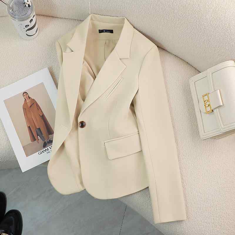 秋服 レディース ファッション オシャレ カワイイ シンプル 大人カワイイ 大きいサイズ オフホワイト スーツ スタイル ジャケット 秋 トップス ハイエンド カジュアル スーツ スタイル