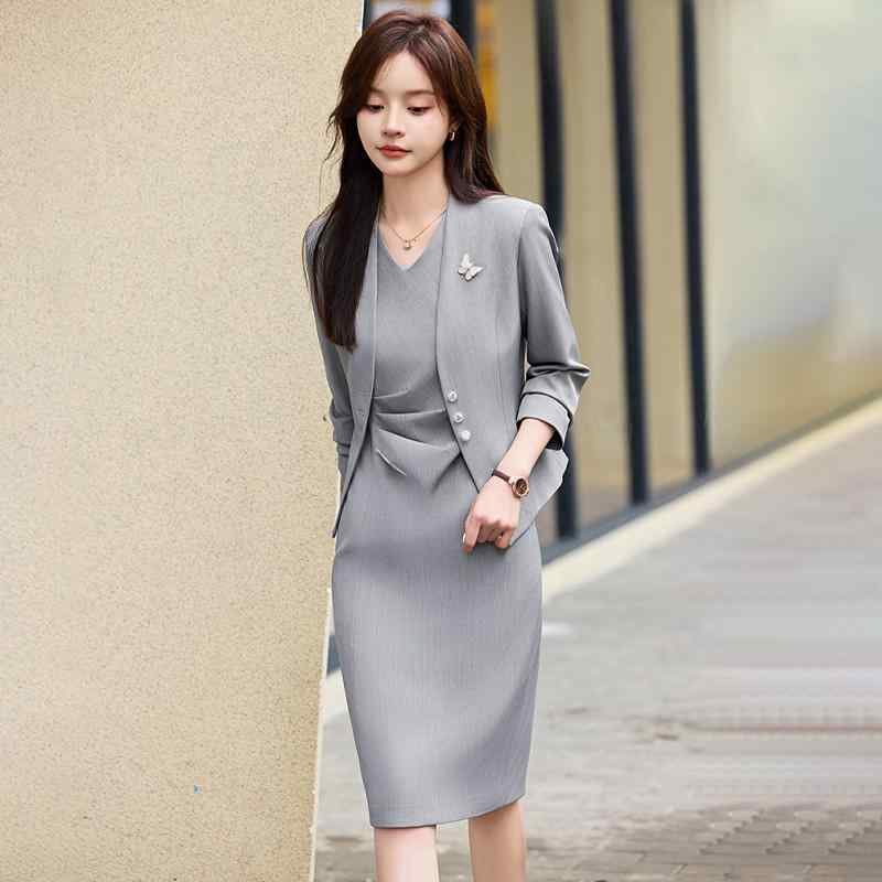 秋服 レディース ファッション オシャレ カワイイ シンプル 大人カワイイ 大きいサイズ ノー カラー スーツ スタイル 通勤 ウェア フォーマル フォトジェニック フォーマル スーツ スタイル スカート |リコット