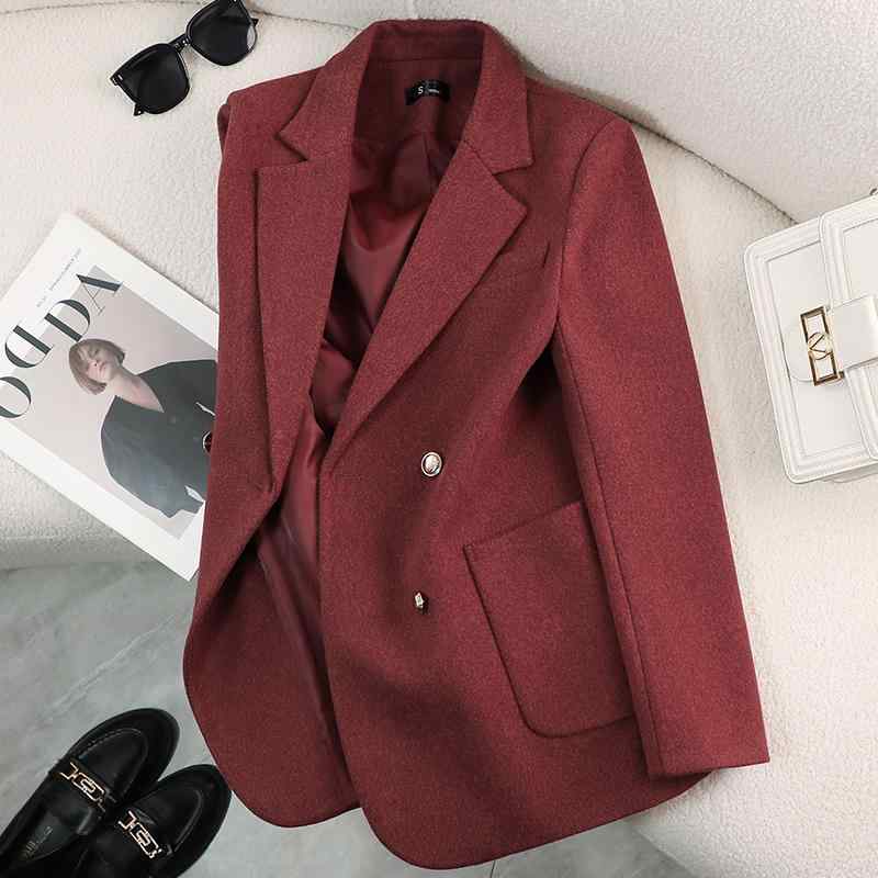 秋服 レディース ファッション オシャレ カワイイ シンプル 大人カワイイ 大きいサイズ 赤 ウール コート カジュアル スーツ スタイル トップス ゆったり