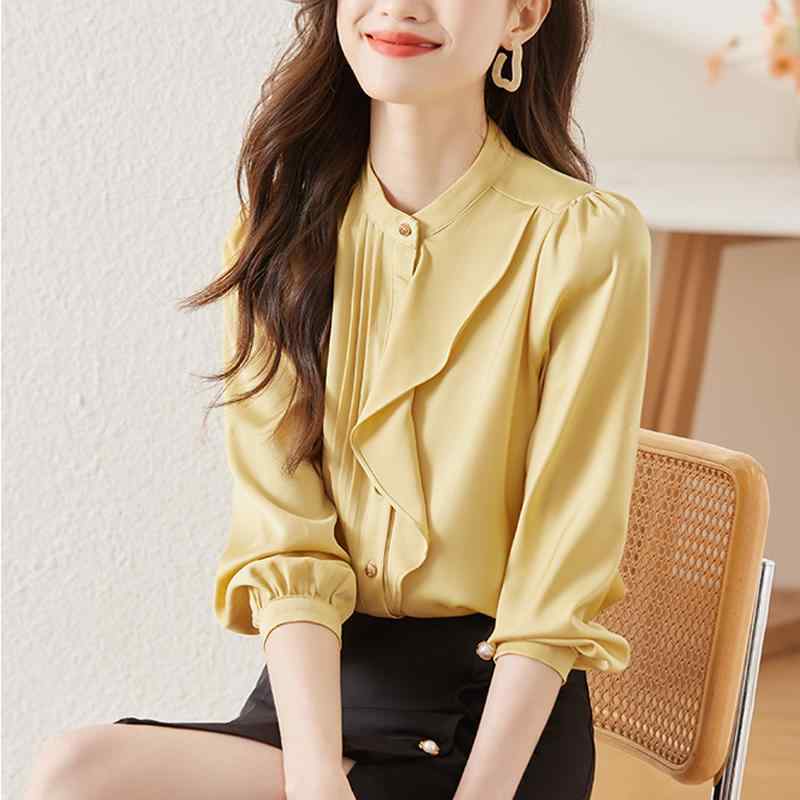 秋服 レディース ファッション オシャレ カワイイ シンプル 大人カワイイ 大きいサイズ シフォン シャツ 秋 シャツ スカート フレンチシック トップス