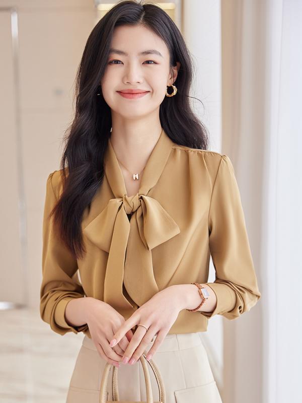 秋服 レディース ファッション オシャレ カワイイ シンプル 大人カワイイ 大きいサイズ アセテート サテン シャツ 春秋 スリム トップス OL シャツ|リコット