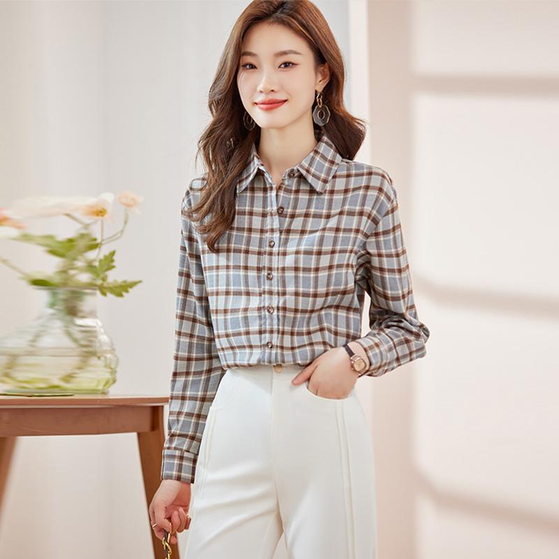 秋服 レディース ファッション オシャレ カワイイ シンプル 大人カワイイ 大きいサイズ 長袖 シャツ ハイエンド チェック柄 スーツ スタイル|リコット