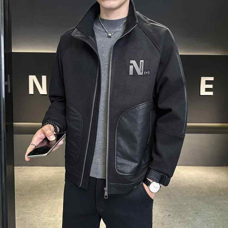 春 コーデ メンズ 用 服 分かりやすい 流行り物 オシャレ 成年者 かっこいい 成人男性服 照明ランプ色つや PUなめし革 上衣 細工物御召しもの 春 秋 心地好い 通い表現スタイル 重コーデ ゆったり影ぼうし 軽アウター