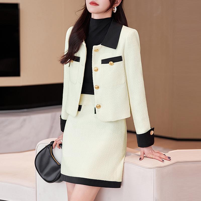秋服 レディース ファッション オシャレ カワイイ シンプル 大人カワイイ 大きいサイズ 秋 ハイエンド スーツ スタイル ジャケット スカート