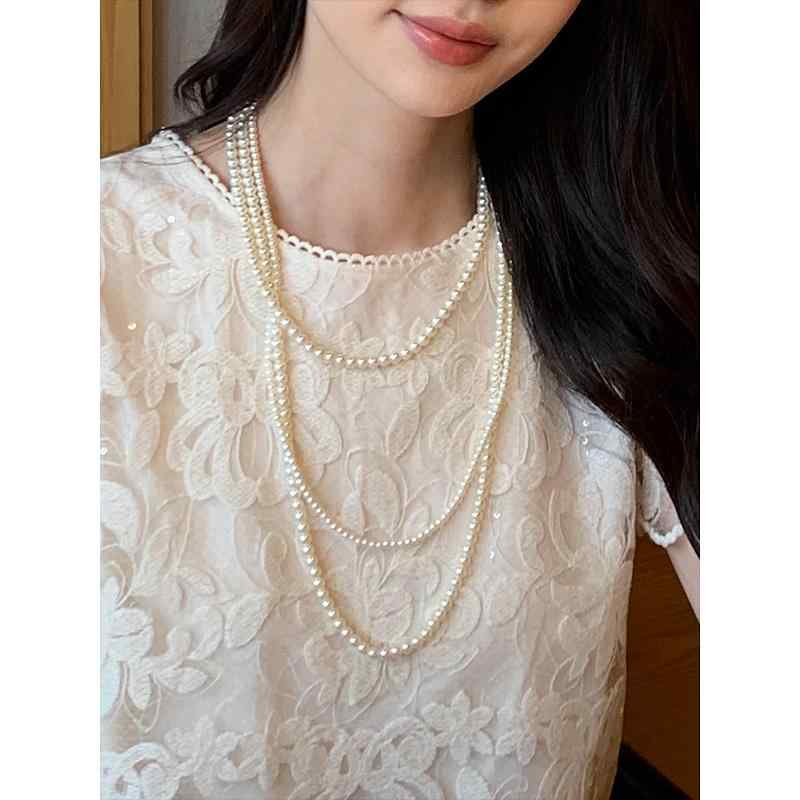 秋服 レディース 流行り物 オシャレ カワイイ  分かりやすい 成年者カワイイ 気が大きい大きさ   作り物パール 首飾り ハート型 信号 炎節