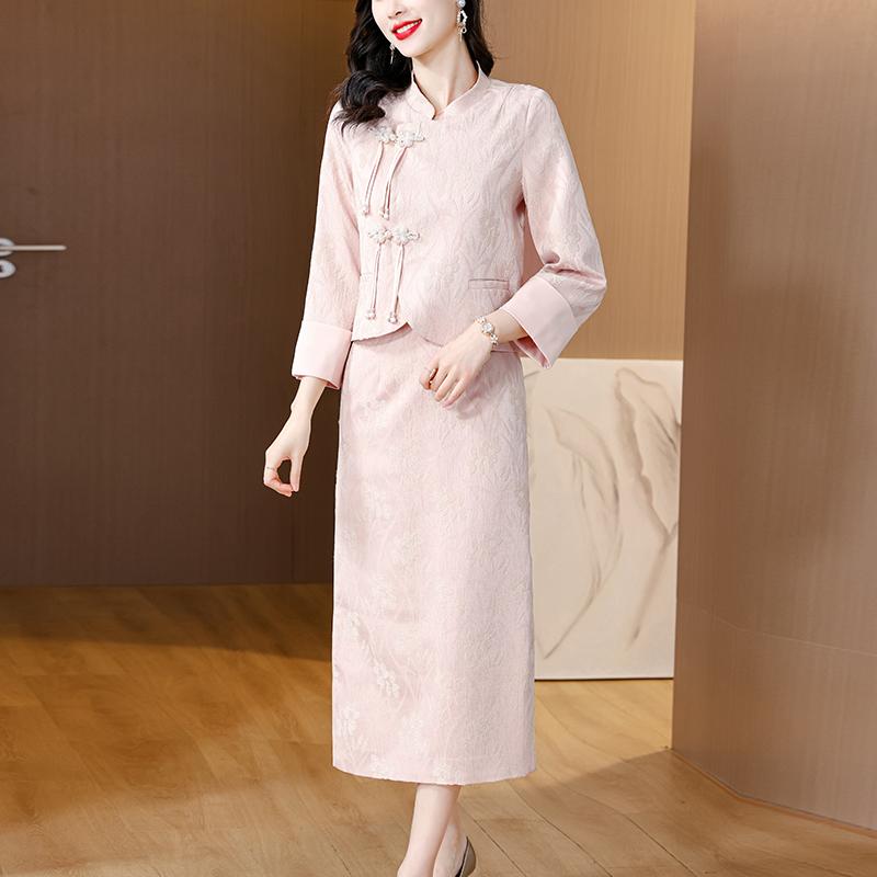 秋服 レディース 流行り物 オシャレ カワイイ  分かりやすい 成年者カワイイ 気が大きい大きさ  レトロ ジャカード か細い 秋 厚地の外套 スコート 背広 表現スタイル