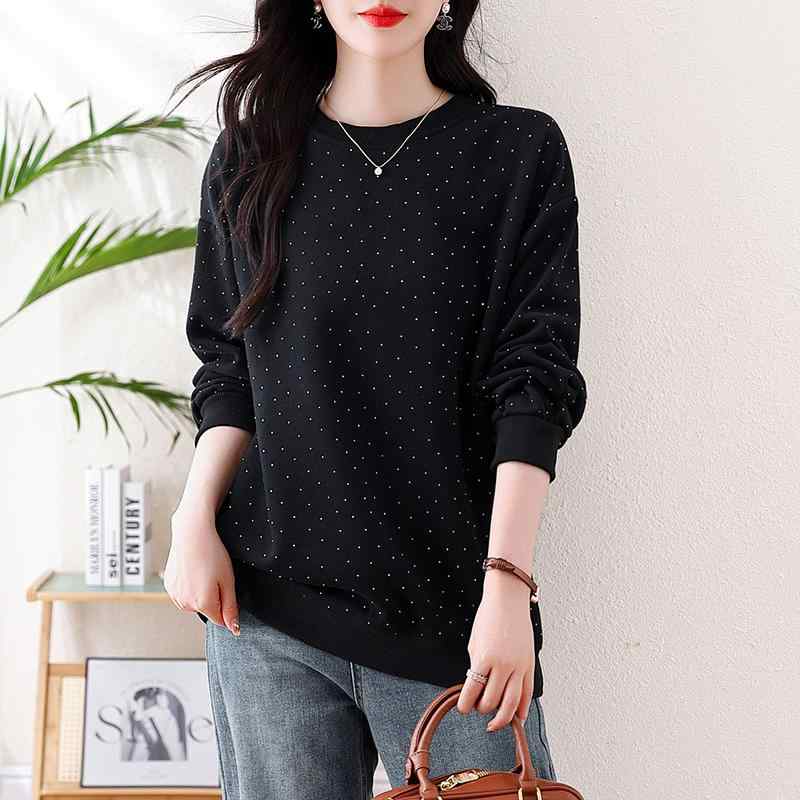 秋服 レディース 流行り物 オシャレ カワイイ  分かりやすい 成年者カワイイ 気が大きい大きさ   ラウンドのど首 長袖 汗水 プルオーバー 秋 ゆったり か細い トップス