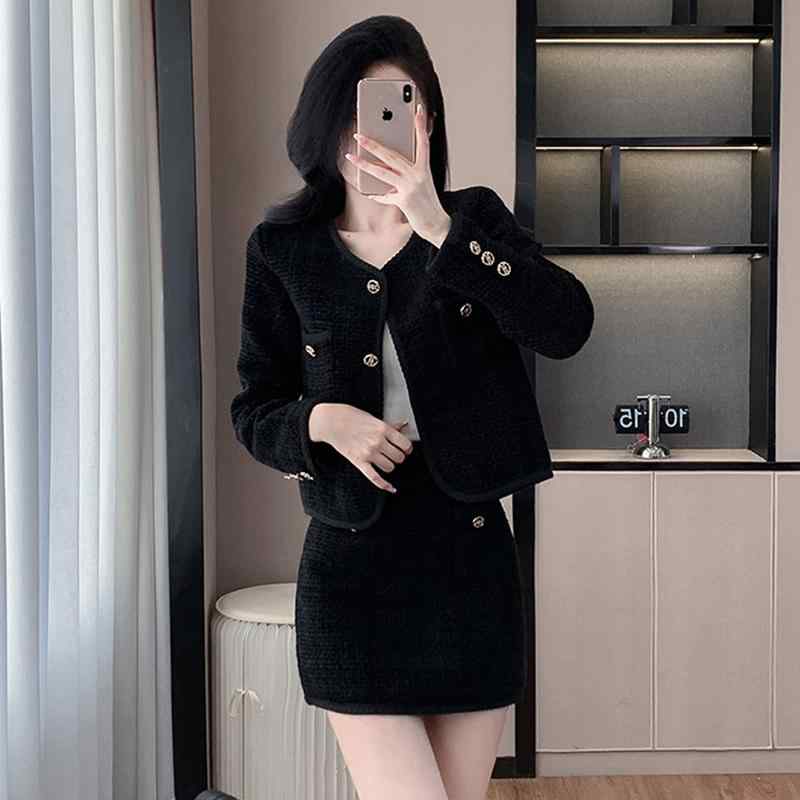 秋服 レディース ファッション オシャレ カワイイ シンプル 大人カワイイ 大きいサイズ フレンチ ハイエンド ジャケット スカート 秋