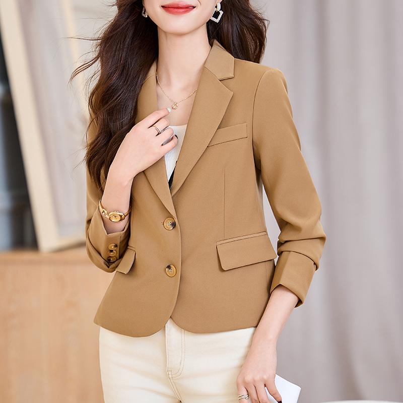 秋服 レディース ファッション オシャレ カワイイ シンプル 大人カワイイ 大きいサイズ ハイエンド エコ レザー スタイル ゆったり 長袖 スーツ スタイル トップス 秋 ｜リコット