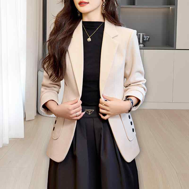 秋服 レディース ファッション オシャレ カワイイ シンプル 大人カワイイ 大きいサイズ ファッション カジュアル エコ レザー スタイル 秋 トップス ハイエンド スーツ スタイル ｜リコット