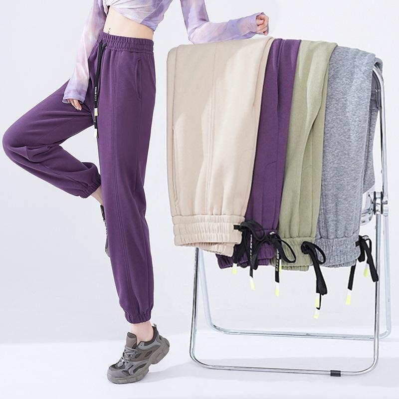 秋服 レディース ファッション オシャレ カワイイ シンプル 大人カワイイ 大きいサイズ 紫色 スウェットパンツズボン スリム パンツ カジュアル サニタリー