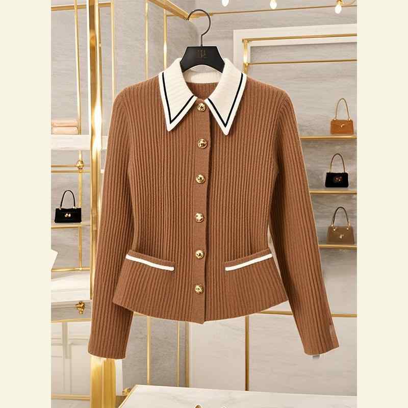 秋服 レディース ファッション オシャレ カワイイ シンプル 大人カワイイ 大きいサイズ 秋 トップス ハイエンド カーキ セーター｜リコット
