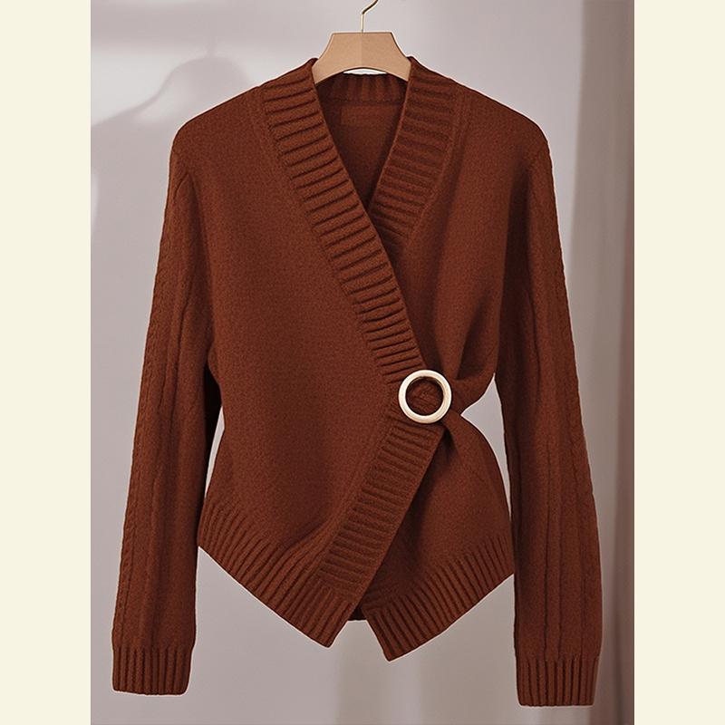 秋服 レディース ファッション オシャレ カワイイ シンプル 大人カワイイ 大きいサイズ 秋 ハイエンド シック トップス ゆったり スリム 茶色 セーター