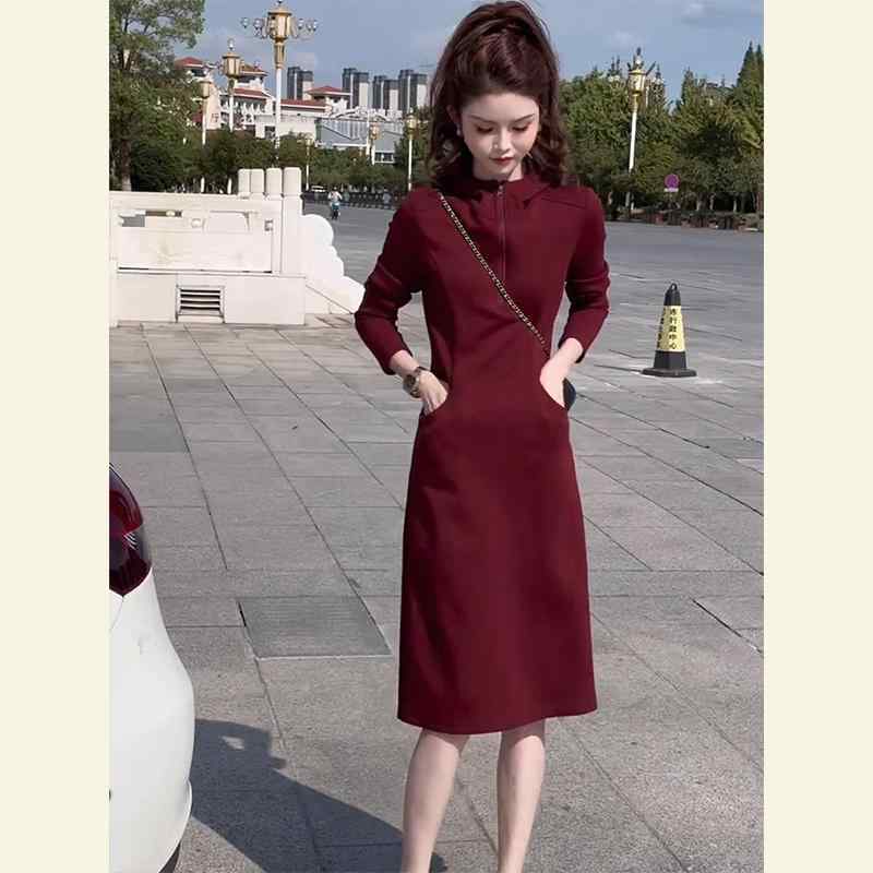 秋服 レディース 流行り物 オシャレ カワイイ  分かりやすい 成年者カワイイ 気が大きい大きさ   秋 フォーマルシーン スコート 今めかしい ハイエンド バーガンディ ボンネット付き添い人 お召しもの