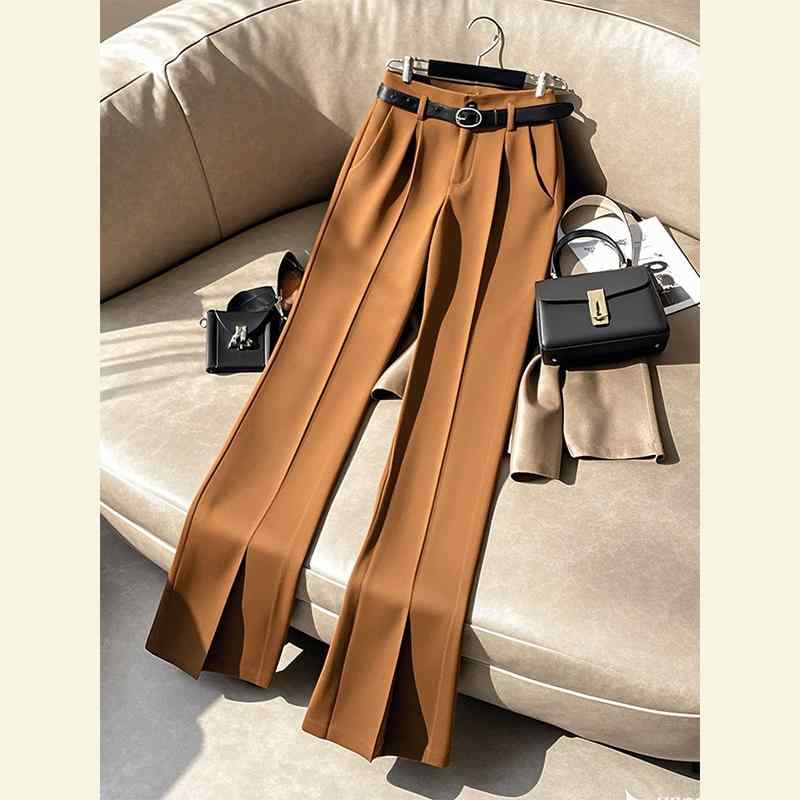 秋服 レディース ファッション オシャレ カワイイ シンプル 大人カワイイ 大きいサイズ 秋 パンツ ハイウエスト スリム スタイリッシュ カーキ カジュアル