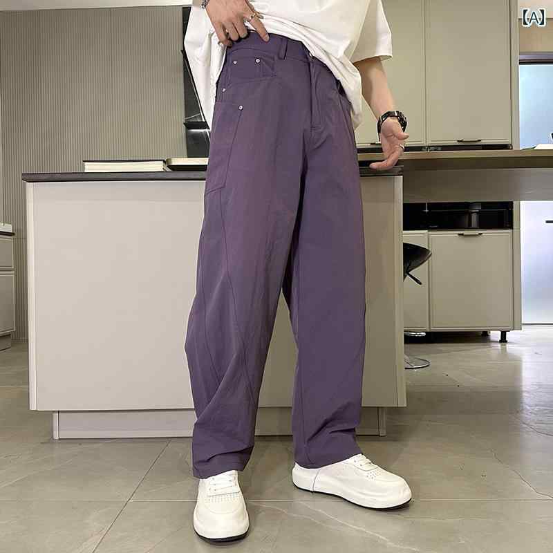 メンズ ファッション 服 男性用 オシャレ シンプル 大人 かっこいい ストリート アメリカンパープルワーク ジーンズ 細身 ワイドレッグ カジュアル パンツ