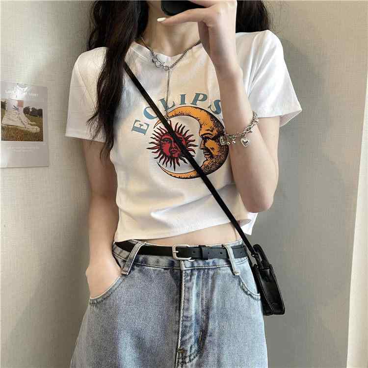 レディース 大人 きれいめ シンプル 上品 着回し ベーシック カジュアル ナチュラル ロングシーズン 半袖 Tシャツ プリント ショルダー トップス ガール