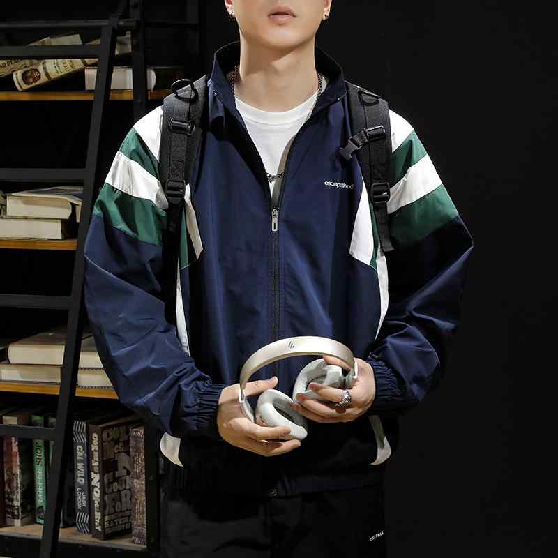 秋冬 コーデ メンズ 服 シンプル ファッション オシャレ 大人 かっこいい 大きいサイズ ストリート 紳士服 アメリカン クラシック レトロ ステッチ スタンドカラー ジャケット カジュアル スポーツ アウトドア 防風 防水