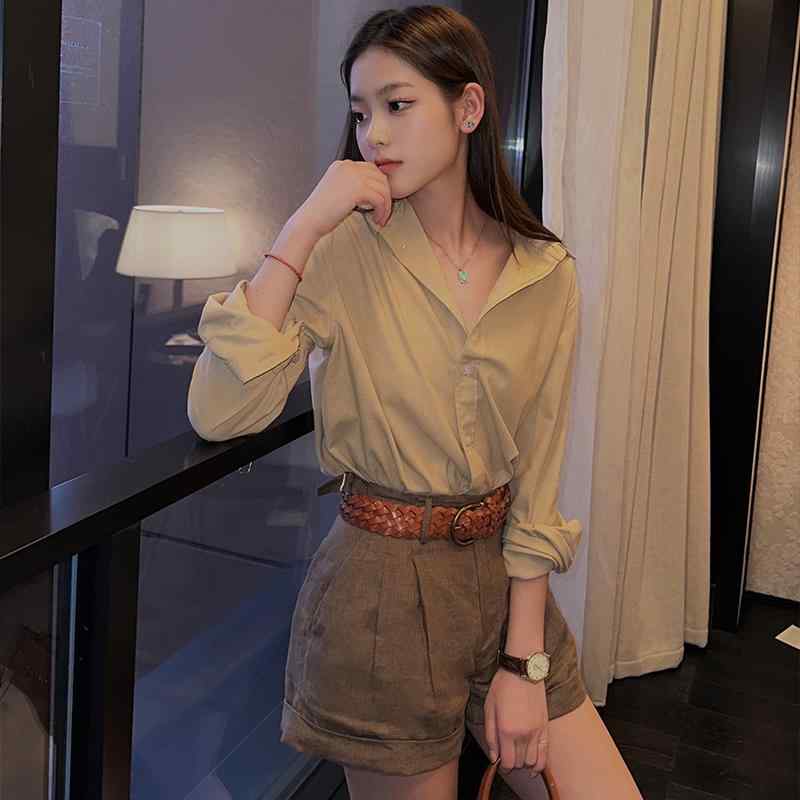 秋服 レディース 流行り物 オシャレ カワイイ  分かりやすい 成年者カワイイ 気が大きい大きさ   リネン 赤銅色 引っ切り無い 背広 ズボン下