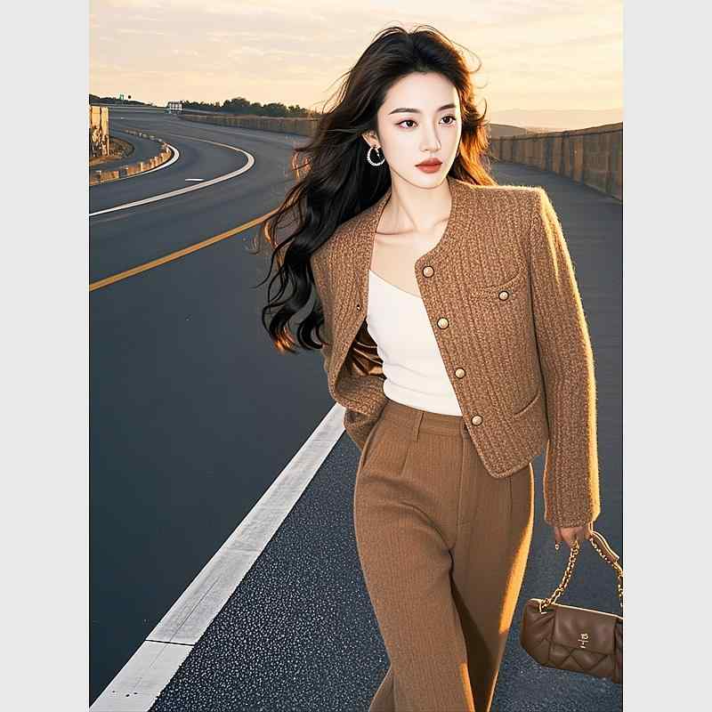 秋服 レディース 流行り物 オシャレ カワイイ  分かりやすい 成年者カワイイ 惜しみ無い大いさ   お召しもの ハイエンド 赤銅色 編み物 上衣 ズボン下 背広 レディースファッション-その他