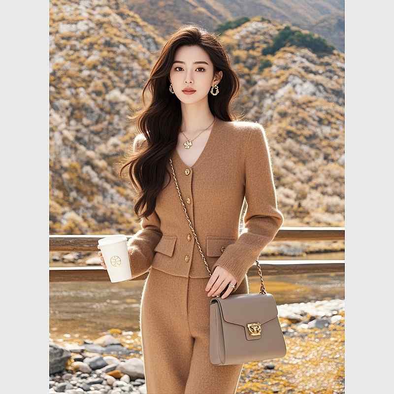 秋服 レディース 流行り物 オシャレ カワイイ  分かりやすい 成年者カワイイ 途轍も無い大いさ   ハイエンド カーキ 編み物 トップス ズボン下 背広 レディースファッション-その他