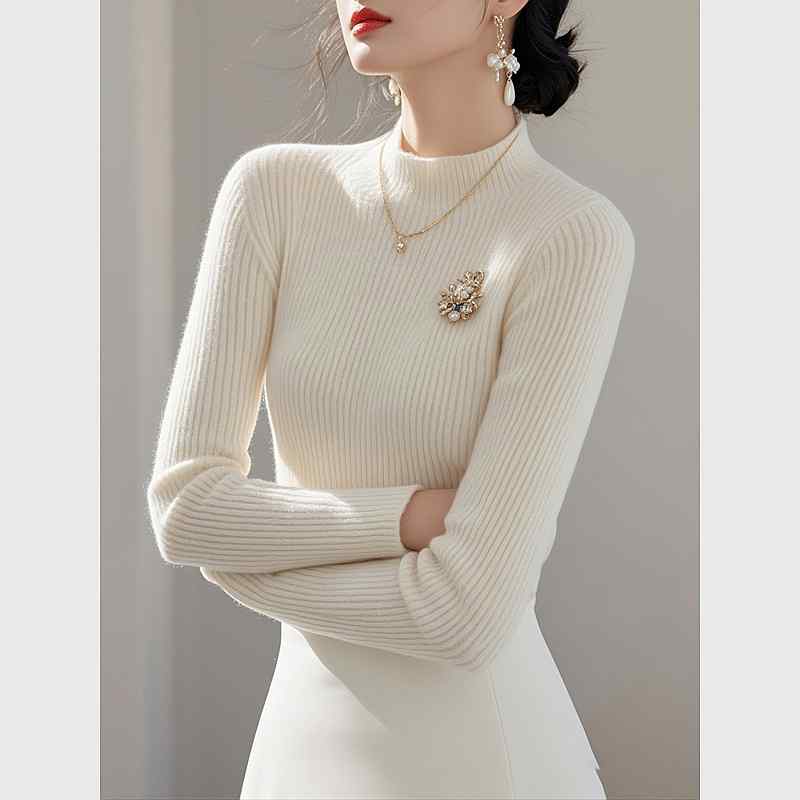 秋服 レディース 流行り物 オシャレ カワイイ  分かりやすい 成年者カワイイ 気が大きい大きさ   長袖 トップス 二分の一 タートルネック スウェーター 白 編み物 スウェーター