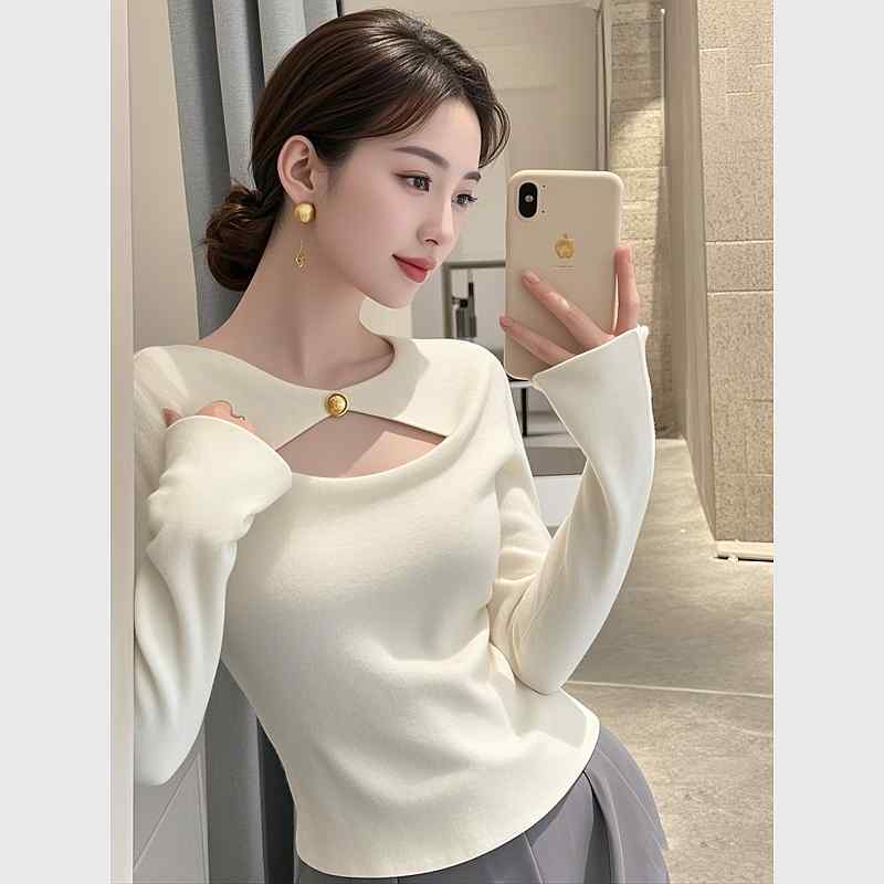 秋服 レディース 流行り物 オシャレ カワイイ  分かりやすい 成年者カワイイ 気が大きい大きさ   今めかしい 長袖 トップス 白いこと