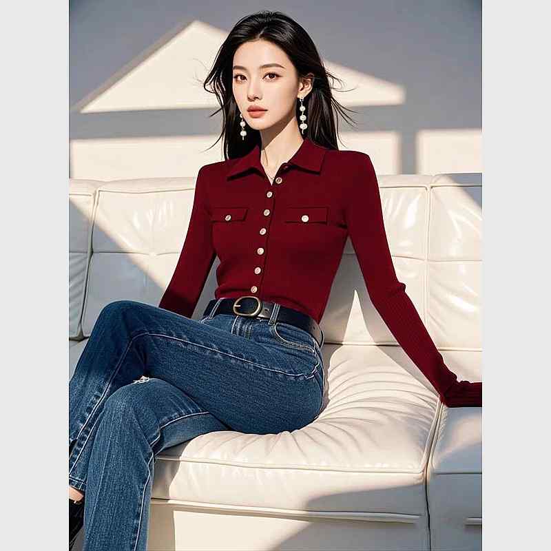 秋服 レディース 流行り物 オシャレ カワイイ  分かりやすい 成年者カワイイ 気が大きい大きさ   芳ばしさ 赤 編み物 スウェーター トップス 点火装置 ハイエンド