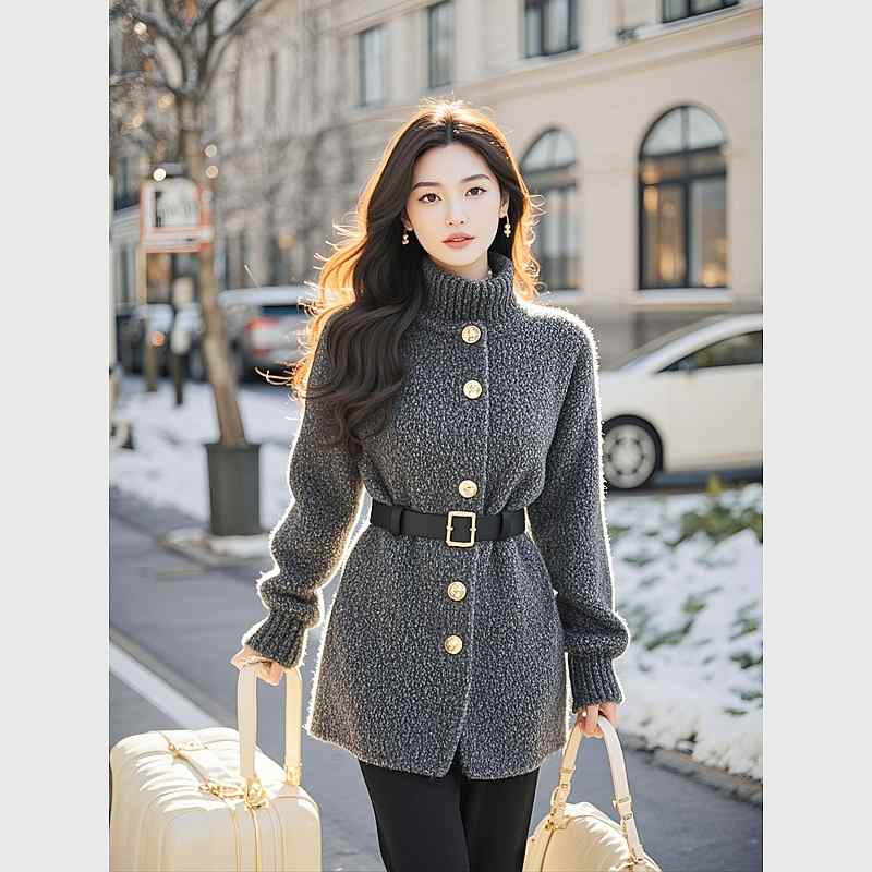秋服 レディース 流行り物 オシャレ カワイイ  分かりやすい 成年者カワイイ 気が大きい大きさ   編み物 トップス フレンチ 芳ばしさ 薄墨色 スウェーター