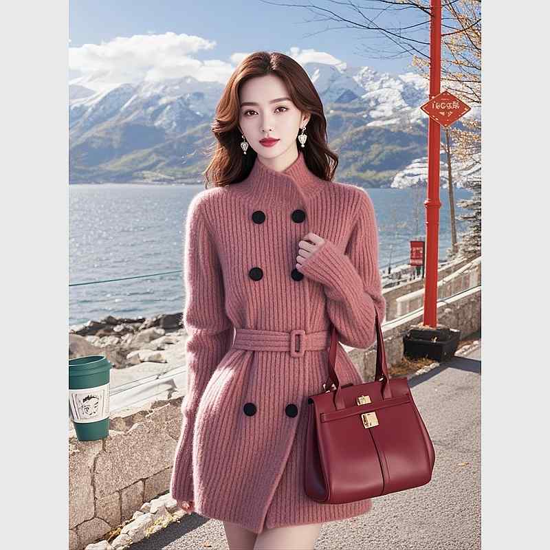 秋服 レディース 流行り物 オシャレ カワイイ  分かりやすい 成年者カワイイ 気が大きい大きさ   ハイエンド 編み物ジレー トップス サクラ色 酉の方角 スウェーター 上衣