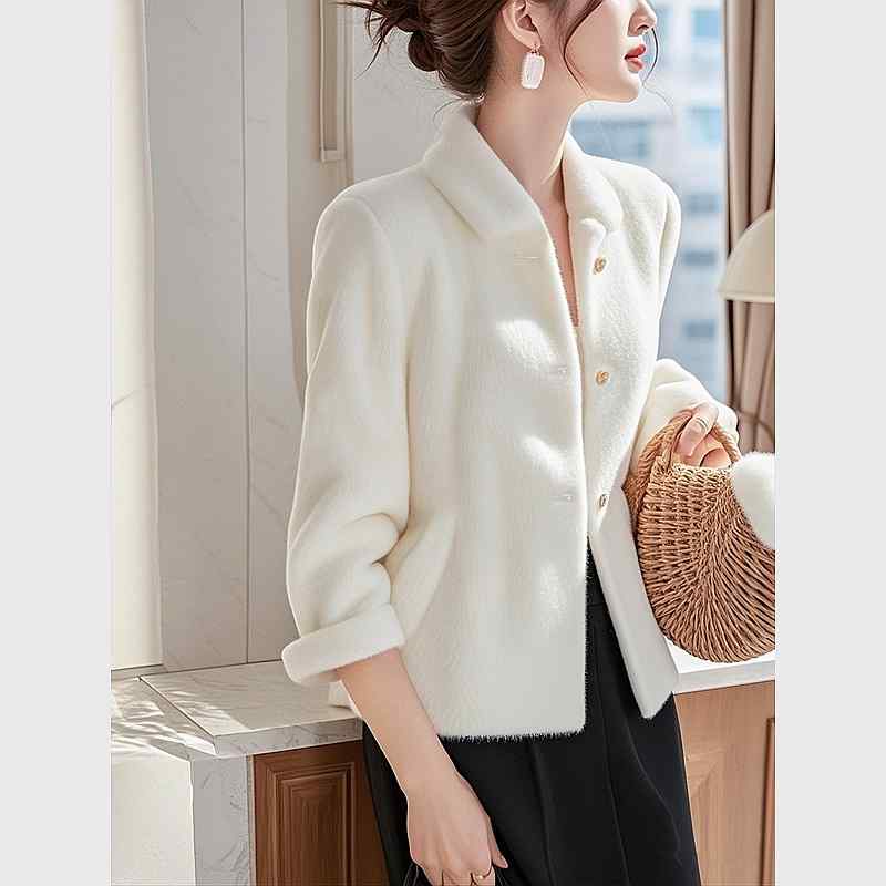 秋服 レディース 流行り物 オシャレ カワイイ  分かりやすい 成年者カワイイ 惜しみ無い大いさ   ハイエンド 天鵞絨 トップス 白 厚地の外套 その他-レディースファッション