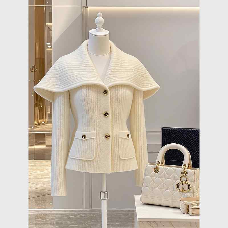 秋服 レディース ファッション オシャレ カワイイ シンプル 大人カワイイ 大きいサイズ ハイエンド トップス 白 ニット ジャケット｜リコット
