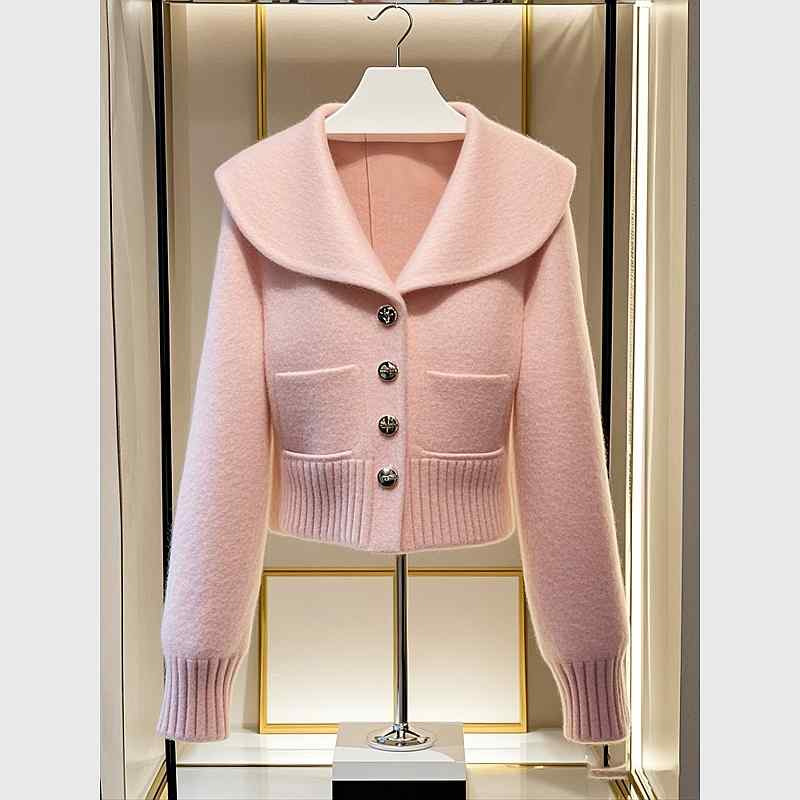 秋服 レディース ファッション オシャレ カワイイ シンプル 大人カワイイ 大きいサイズ フレグランス ピンク ニットカーディガン ジャケット ハイエンド セーター