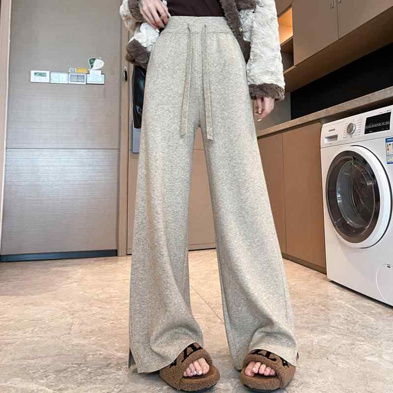 秋服 レディース ファッション オシャレ カワイイ シンプル 大人カワイイ 大きいサイズ ニット ワイド レッグ パンツ ストレート レッグスリム カジュアル