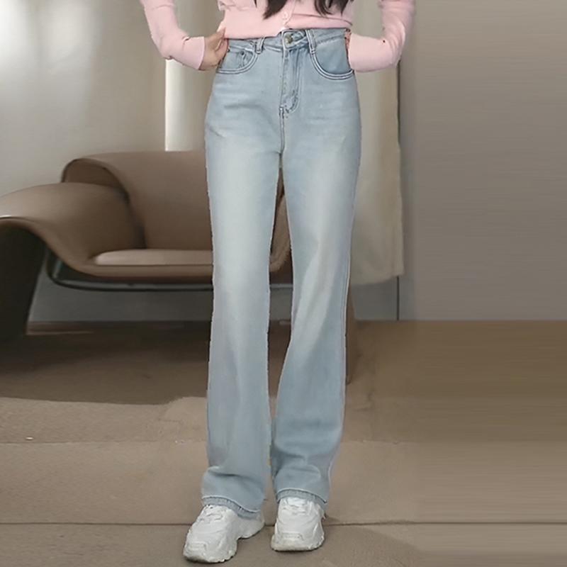 秋服 レディース 流行り物 オシャレ カワイイ  分かりやすい 成年者カワイイ 気が大きい大きさ   ジーンズ 広広とした レッグ ズボン下 ゆったり か細い 引っ切り無い