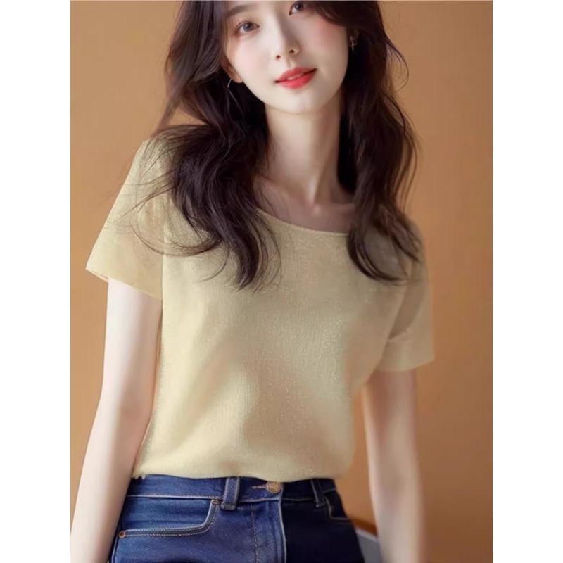 秋服 レディース ファッション オシャレ カワイイ シンプル 大人カワイイ 大きいサイズ 外商 トップス 半袖 T シャツ