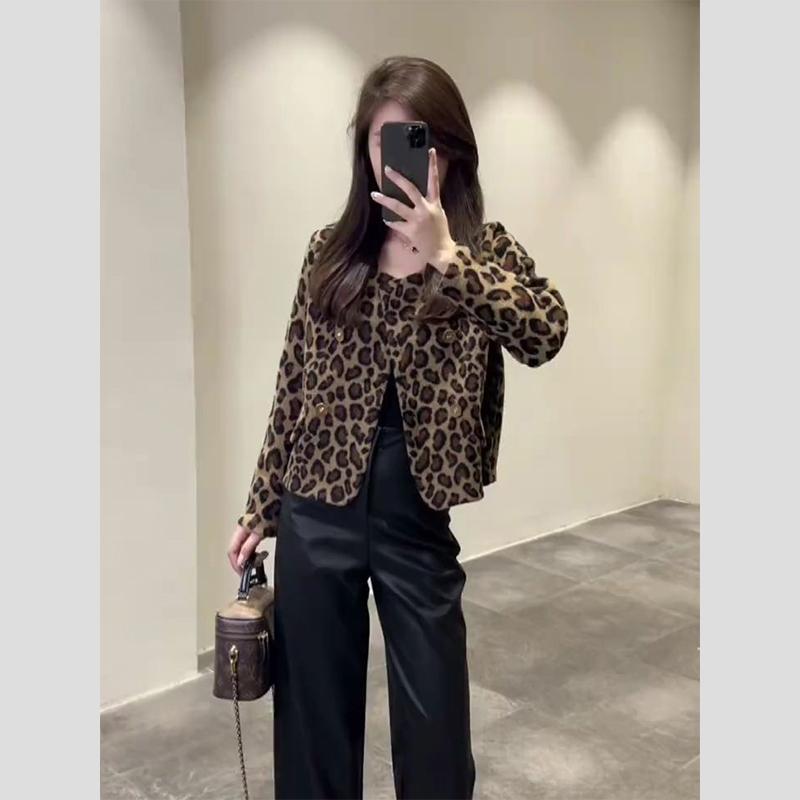 秋服 レディース ファッション オシャレ カワイイ シンプル 大人カワイイ 大きいサイズ トップス ハイエンド ブラウン ヒョウ柄 ジャケット|リコット