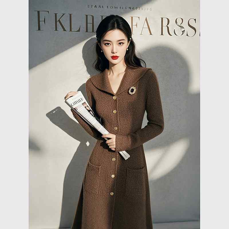 秋服 レディース ファッション オシャレ カワイイ シンプル 大人カワイイ 大きいサイズ ハイエンド 衣装 ロング スカート 茶色 ニット ドレス|リコット