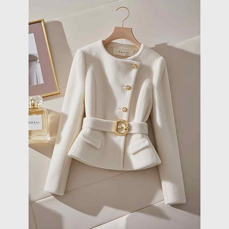秋服 レディース ファッション オシャレ カワイイ シンプル 大人カワイイ 大きいサイズ ハイエンド トップス 白 ラムウール コート