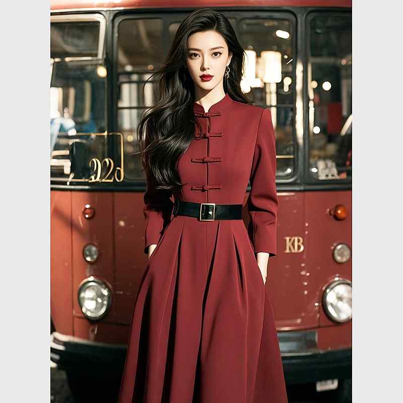 秋服 レディース 流行り物 オシャレ カワイイ  分かりやすい 成年者カワイイ 気が大きい大きさ   服 赤 お召しもの お召しもの 酉の方角 ロング スコート