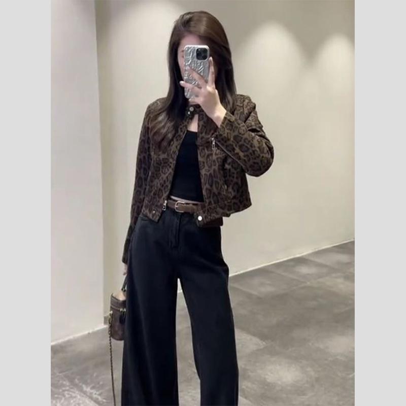 秋服 レディース 流行り物 オシャレ カワイイ  分かりやすい 成年者カワイイ 馬鹿でかい大きさ   赤銅色 ヒョウ柄 上衣 レトロ ハイエンド トップス