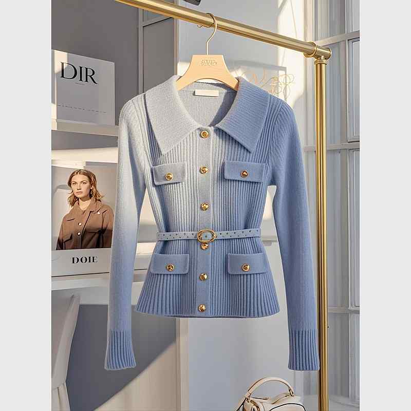 秋服 レディース 流行り物 オシャレ カワイイ  分かりやすい 成年者カワイイ 気が大きい大きさ   青色 スウェーター ハイエンド 編み物ジレー トップス