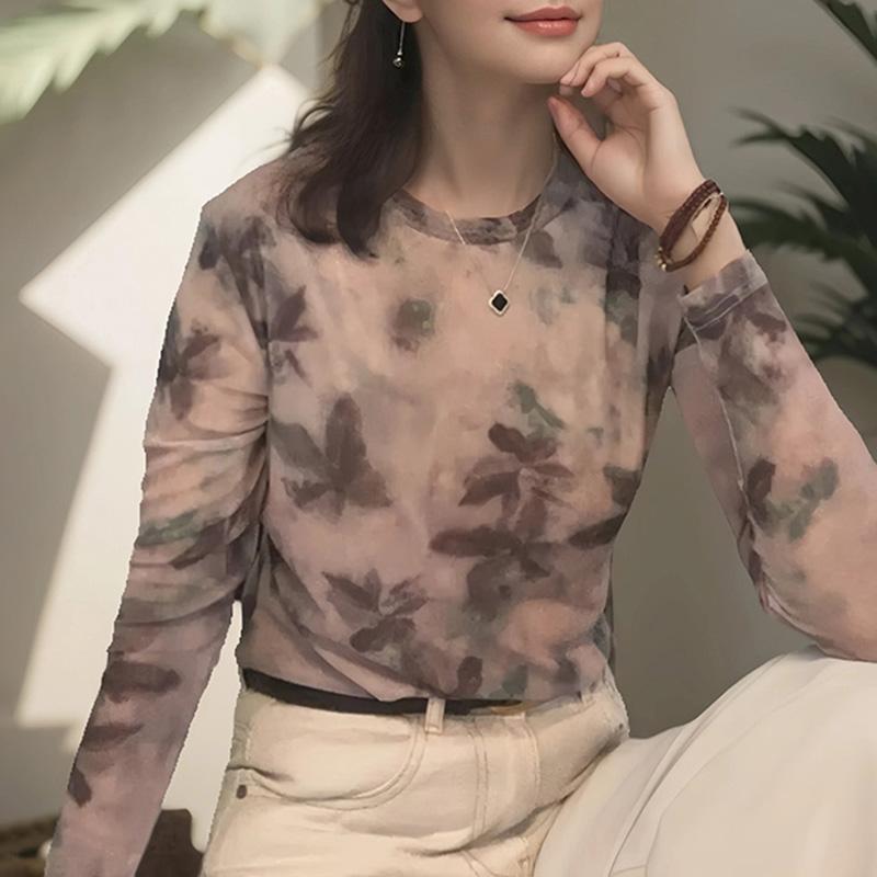 秋服 レディース 流行り物 オシャレ カワイイ  分かりやすい 成年者カワイイ 惜しみ無い大いさ  メッシュ T ティーシャツ 長袖 トップス 今めかしい トップス-レディースファッション